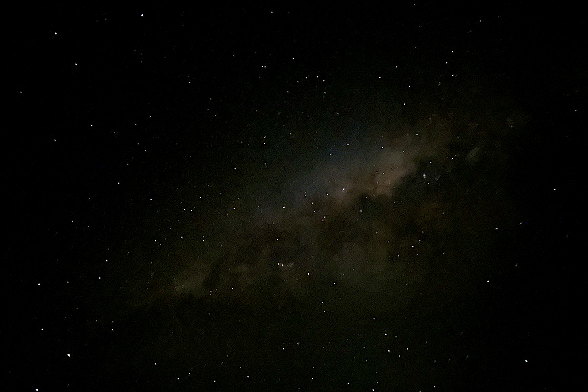 An iPhone photo of the night sky near the Observatorio del Pangue in Chile.