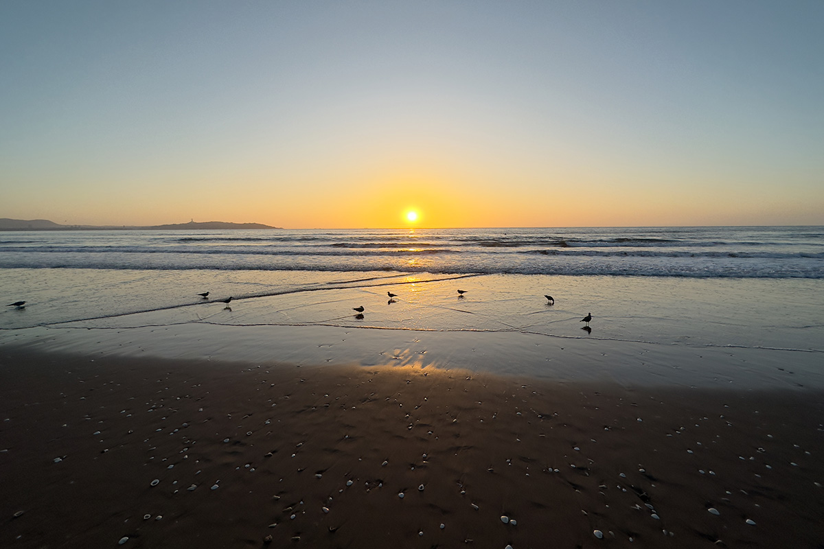 The sunset at a beach in La Serena, Chile.