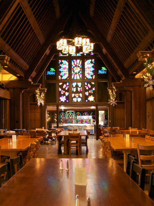 The Faculty Club sports a wooden interior and high ceilings.