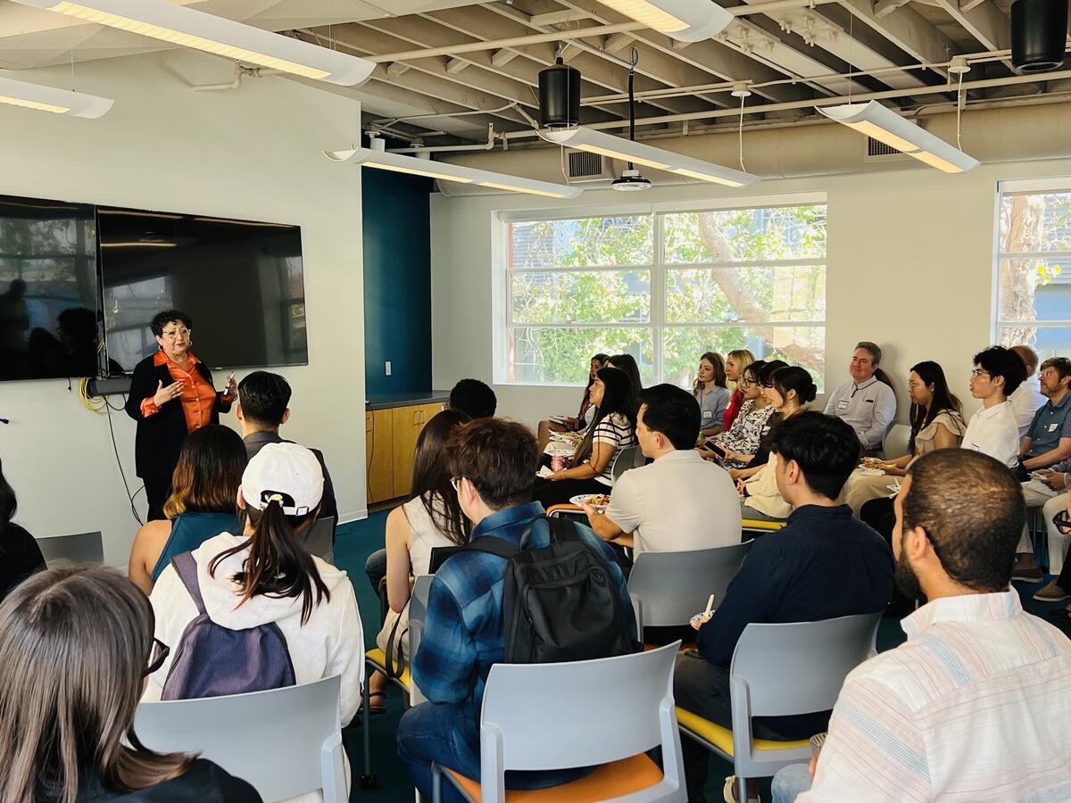 Berkeley Social Sciences Dean Raka Ray speaking to the inaugural MaCSS cohort