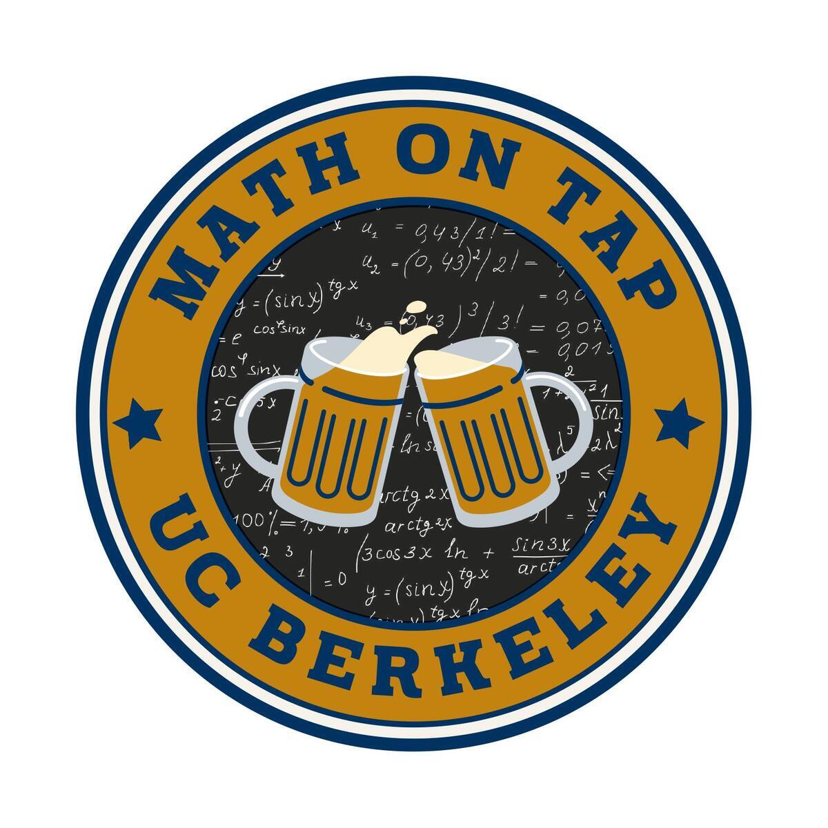 Math on Tap logo featuring two clinking beer steins