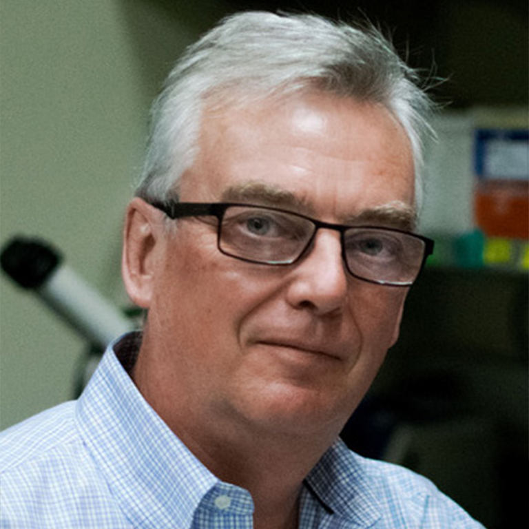 Headshot of Richard Harland, wearing collared blue shirt and eyeglasses