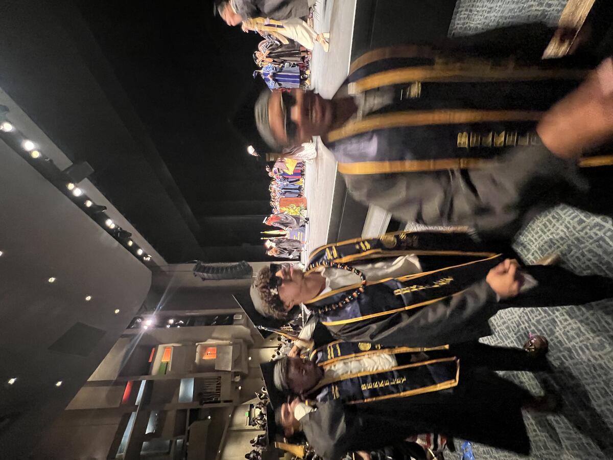 African American Studies students enter the commencement ceremony