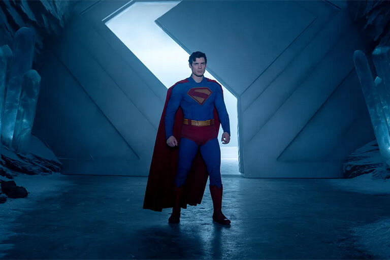 Superman stands in his ice fortress