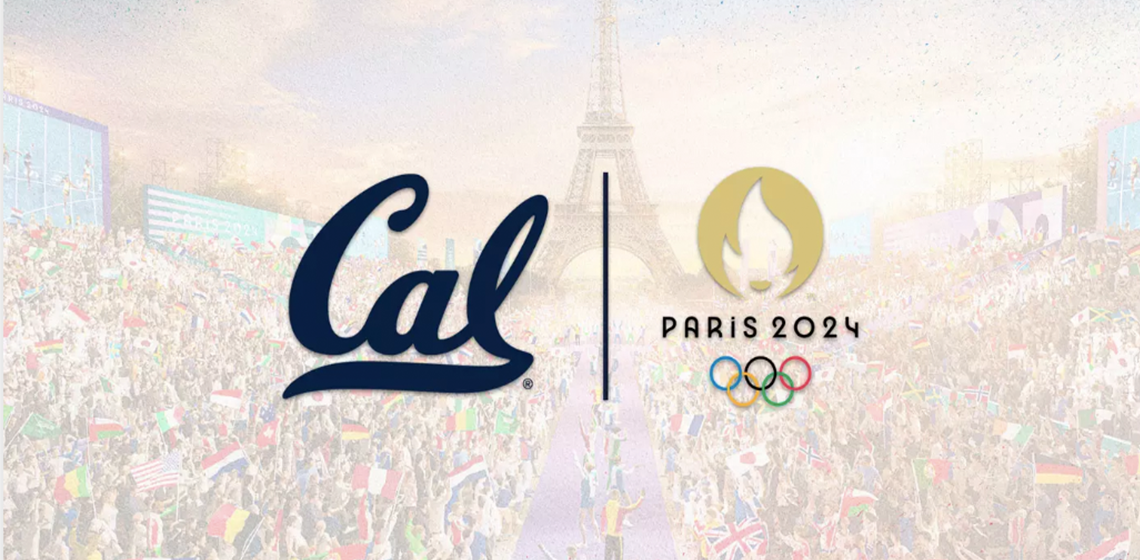 Cal logo and 2024 Paris Olympics logo against a blurred out background