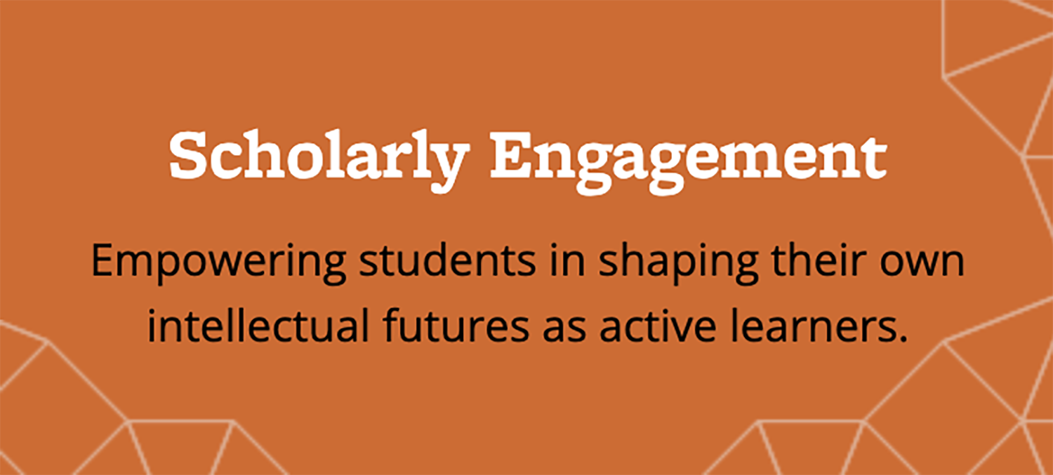 Orange graphic with Scholarly Engagement in text
