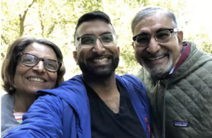 Sam and his parents Saroj and Bharat Dubal